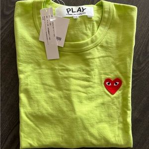COMME DES GARCONS PLAY PASTELLE RED EMBLEM T-SHIRT - GREEN -SIZE XXL